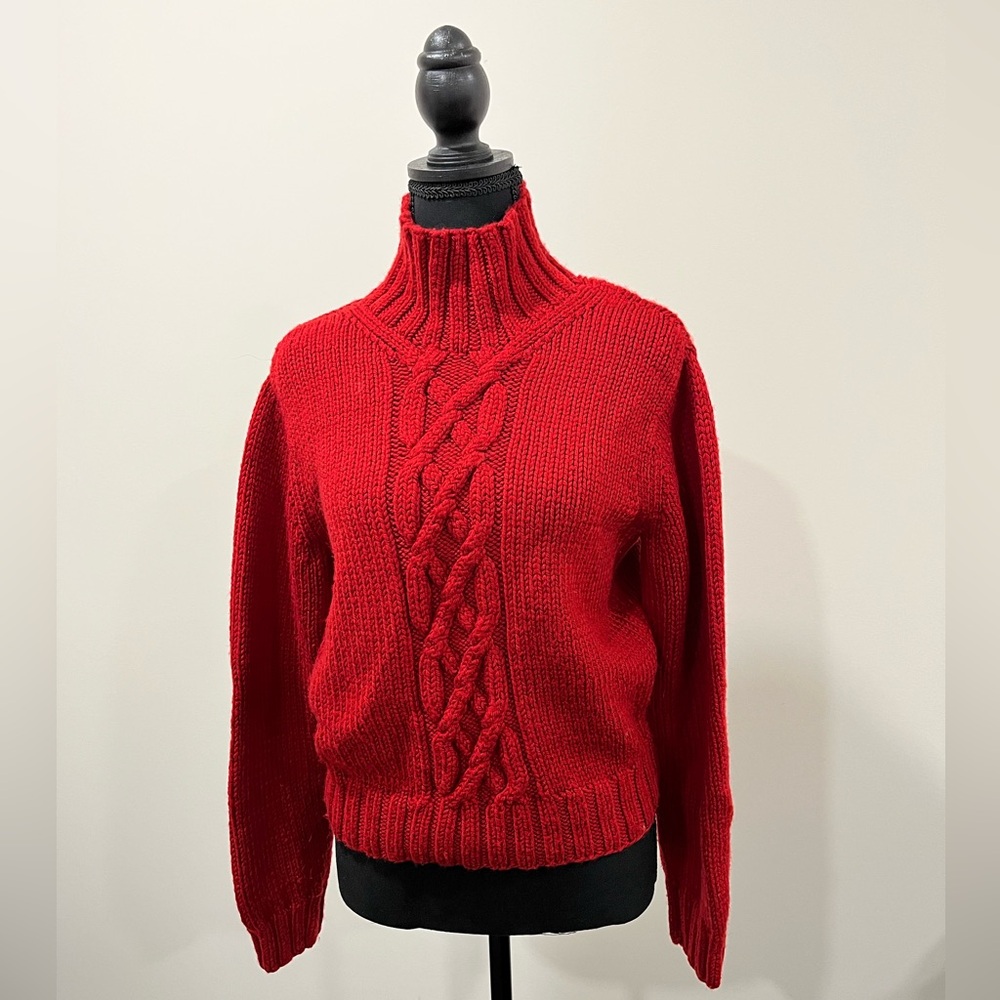 Banana Republic wool mockneck sweater, red.
